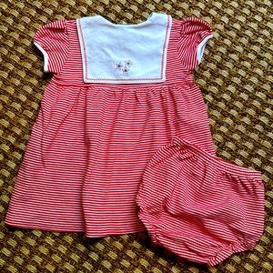 Kissy Kissy Red and White Striped Sailor Dress with Bloomers